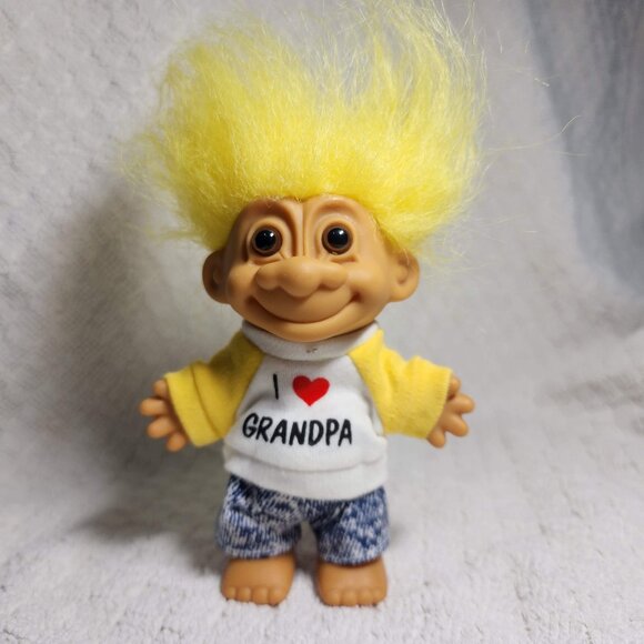 I LOVE GRANDPA - 5" Russ Troll Doll Vintage - Picture 1 of 3